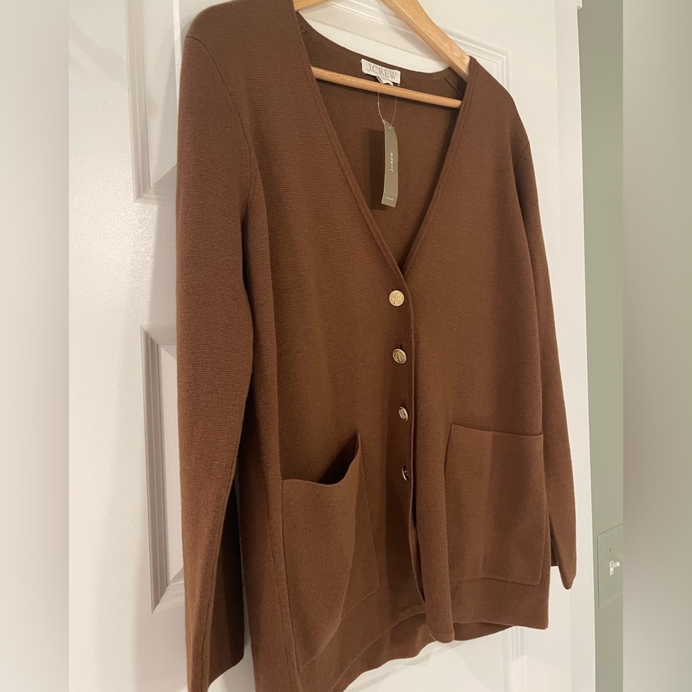 NWT! J. Crew Giselle V-Neck Cardigan, Brown, XS - Picture 3 of 7